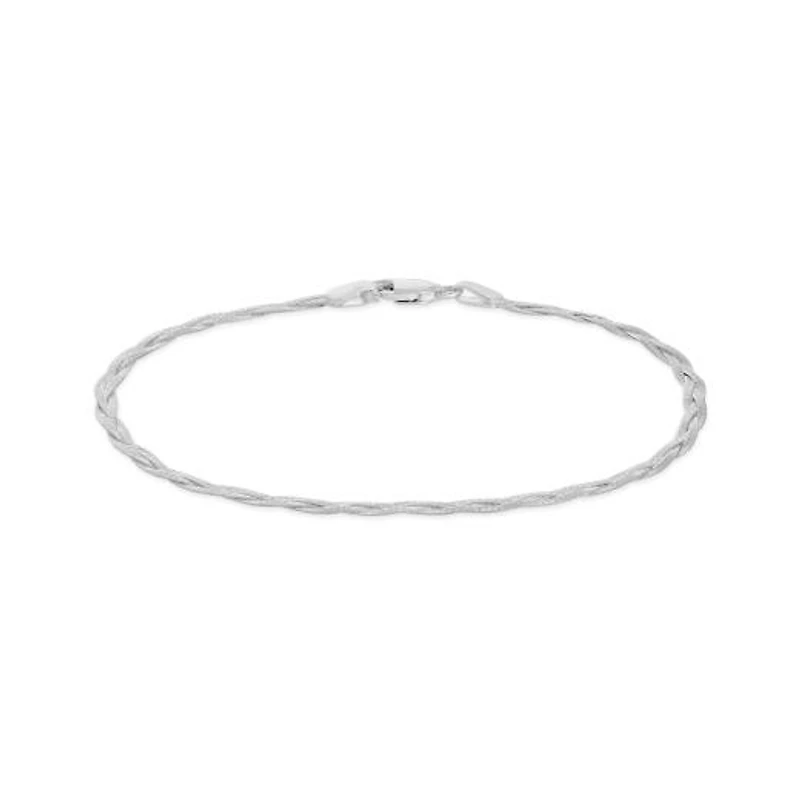 10K White Gold 7.5" 2.7mm Braided Herringbone Bracelet