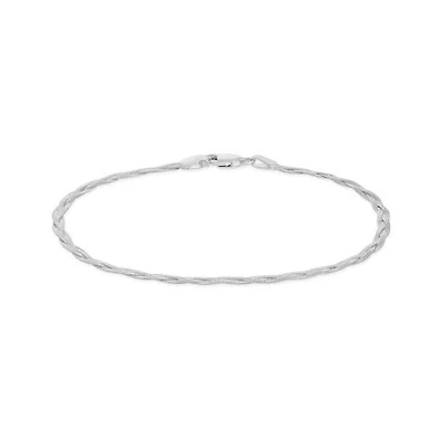 10K White Gold 7.5" 2.7mm Braided Herringbone Bracelet