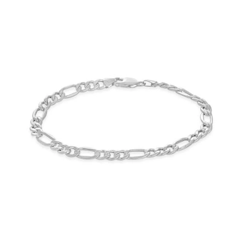 10K White Gold 8.5" 6.1mm Diamond Cut Figaro Bracelet