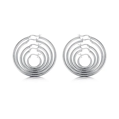 Sterling Silver Classic Hoop Box Set of 5