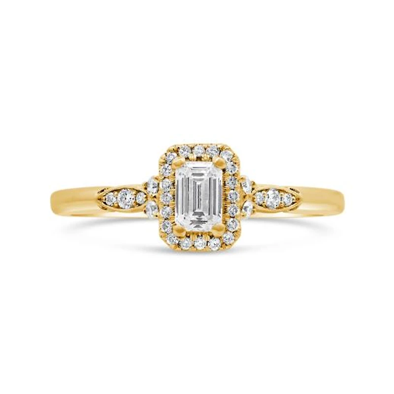 Glacier Fire Emerald Cut Canadian 0.44CTW Engagement Ring in 14K Yellow Gold