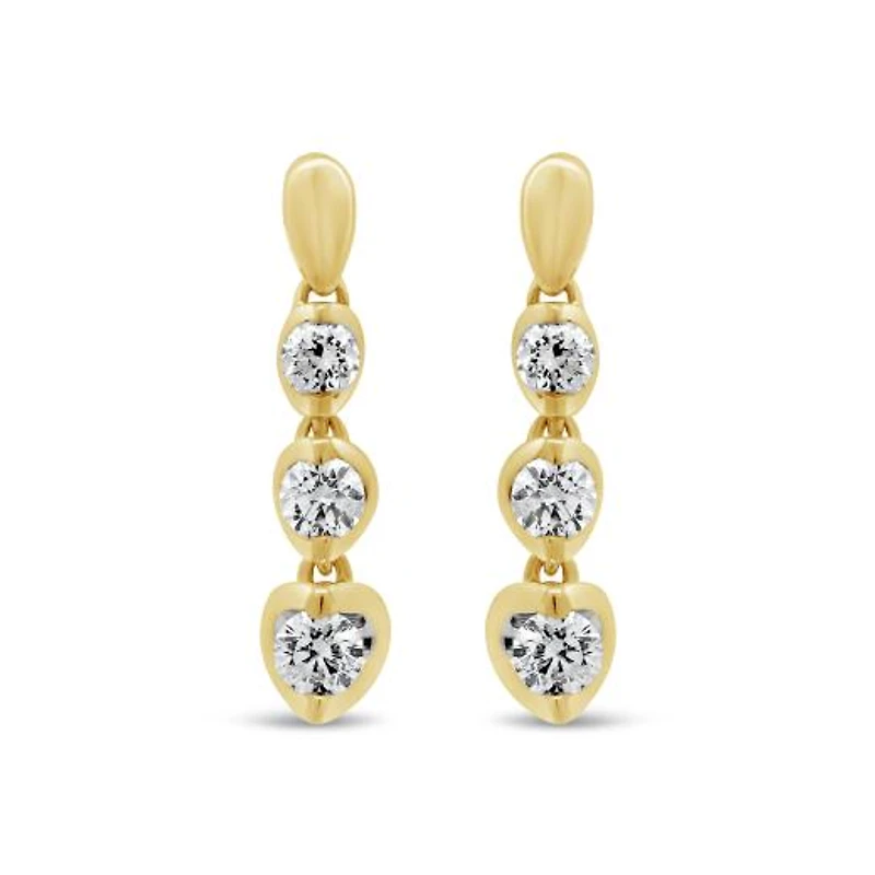 Glacier Fire Canadian 0.50CTW Diamond Three Stone Earrings in 10K Yellow Gold