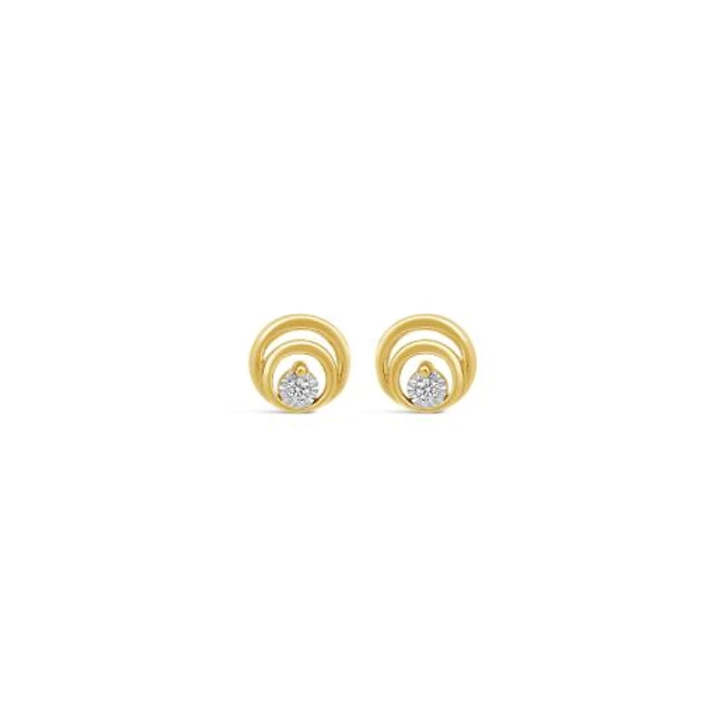Glacier Fire Canadian Diamond Circle Stud Earrings in 10K Yellow Gold
