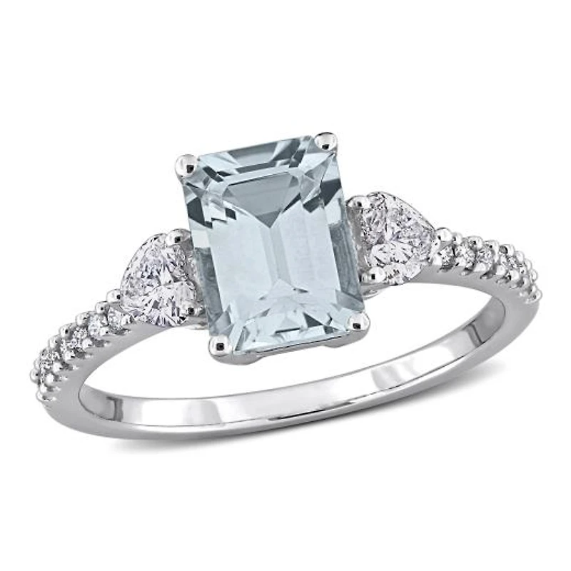 Julianna B 14K White Gold Aquamarine & Diamond Engagement Ring