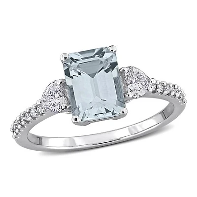 JULIANNA B 14K White Gold Aquamarine & Diamond Engagement Ring