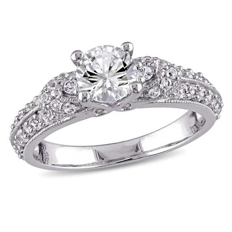 Julianna B Sterling Silver Created White Sapphire Engagement Ring