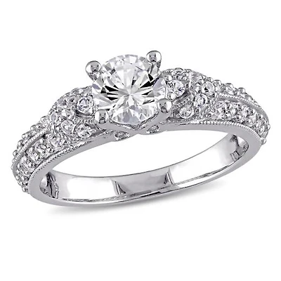 Julianna B Sterling Silver Created White Sapphire Engagement Ring