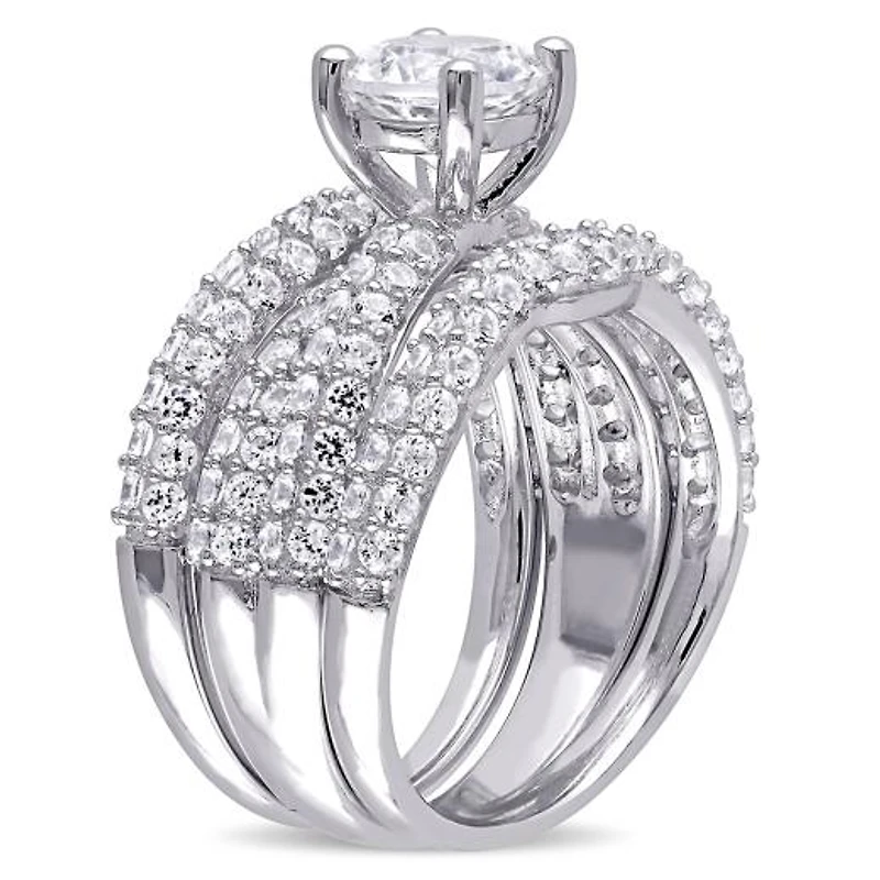 Julianna B Sterling Silver Created White Sapphire Bridal Set