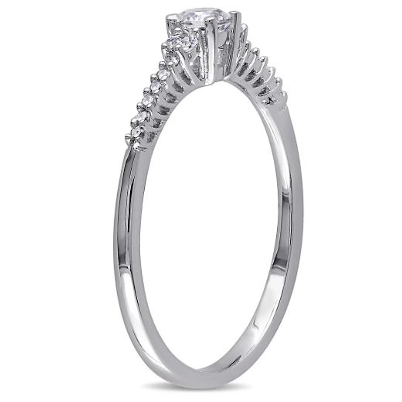 Julianna B Sterling Silver Created White Sapphire & Diamond Ring