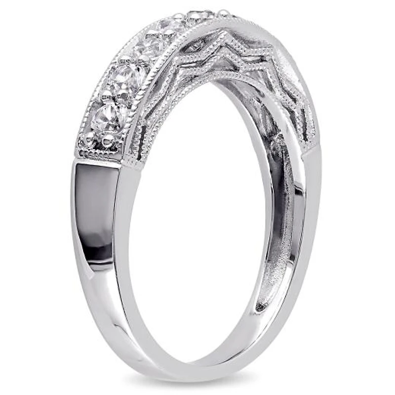 Julianna B Sterling Silver Created White Sapphire Anniversary Band