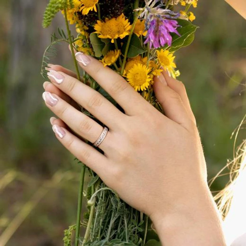 Julianna B Sterling Silver Created White Sapphire Anniversary Band