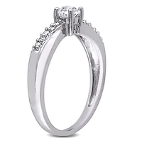 Julianna B Sterling Silver Created White Sapphire & Diamond Ring