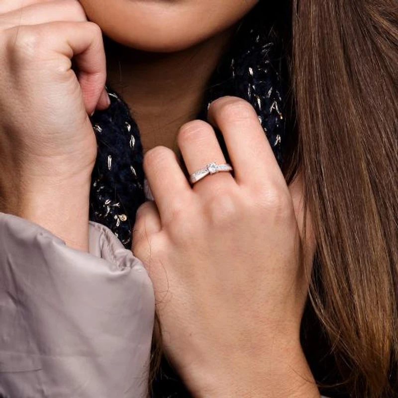 Julianna B Sterling Silver Created White Sapphire & Diamond Ring