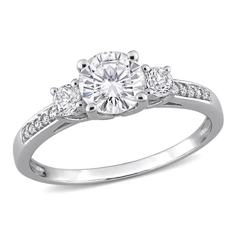 Julianna B 10K White Gold Created Sapphire & Diamond Engagement Ring