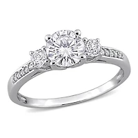 Julianna B 10K White Gold Created Sapphire & Diamond Engagement Ring