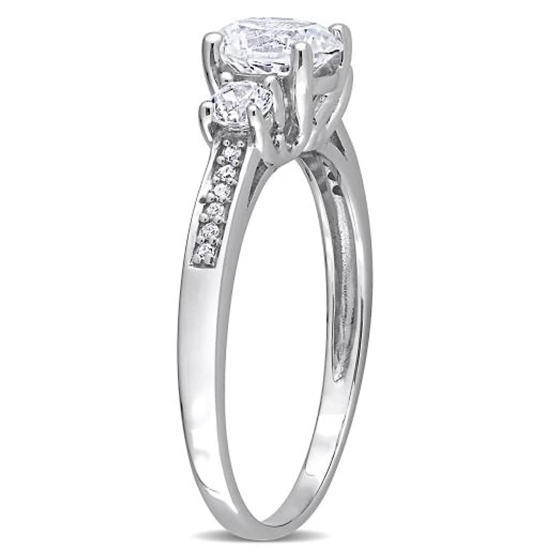 Julianna B 10K White Gold Created Sapphire & Diamond Engagement Ring