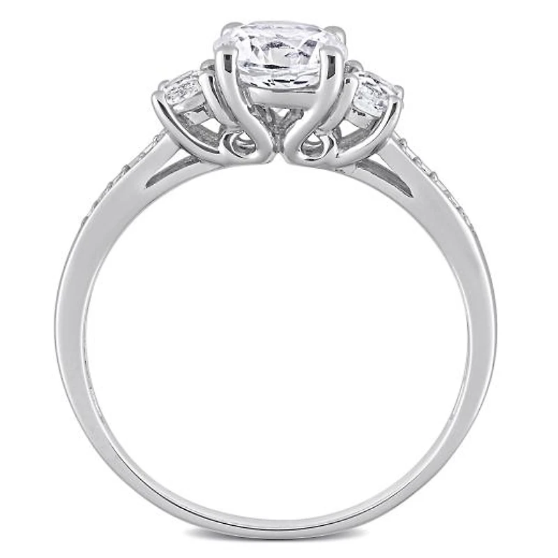 Julianna B 10K White Gold Created Sapphire & Diamond Engagement Ring
