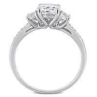 Julianna B 10K White Gold Created Sapphire & Diamond Engagement Ring