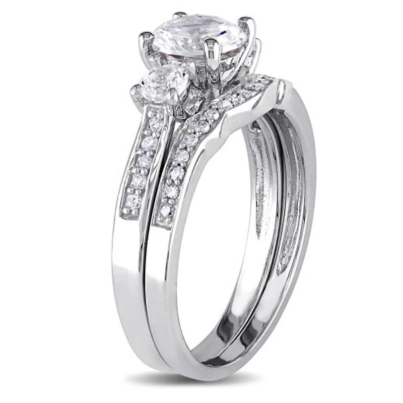Julianna B 10K White Gold Created Sapphire & Diamond Bridal Set