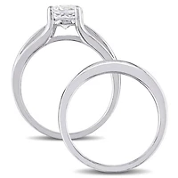 Julianna B Sterling Silver Created White Sapphire & Black Diamond Bridal Set