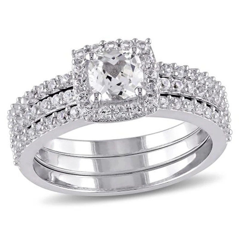 JULIANNA B Sterling Silver Created White Sapphire Bridal Set