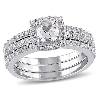 JULIANNA B Sterling Silver Created White Sapphire Bridal Set