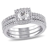 JULIANNA B Sterling Silver Created White Sapphire Bridal Set