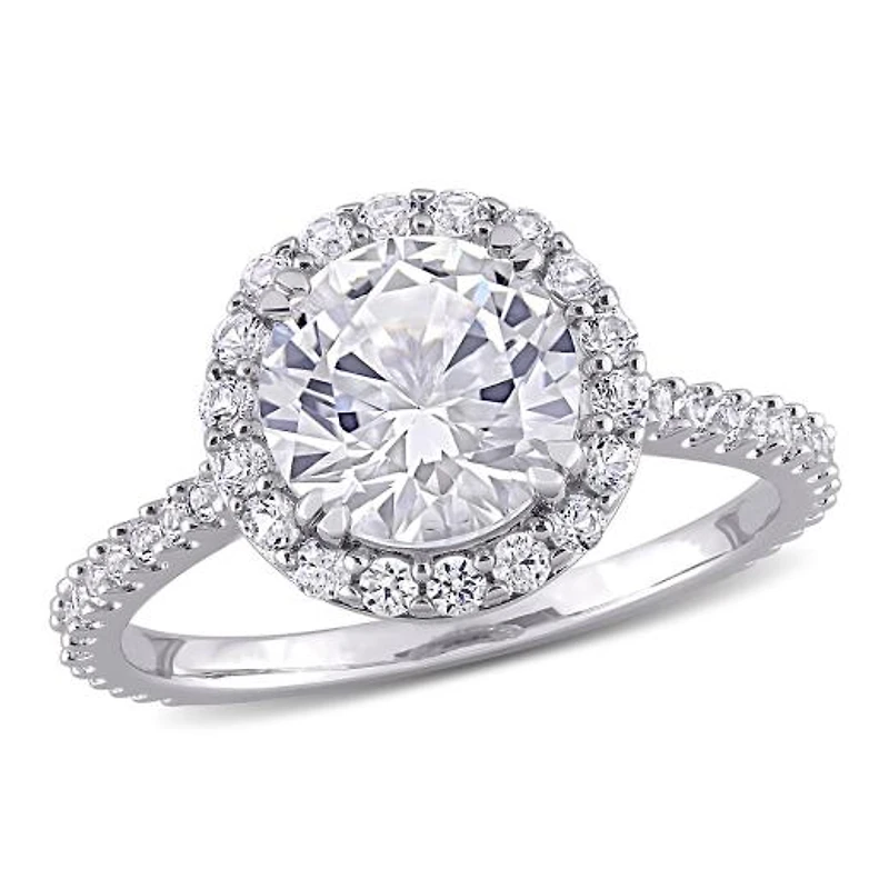 Julianna B Sterling Silver Created White Sapphire Halo Ring