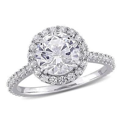 Julianna B Sterling Silver Created White Sapphire Halo Ring