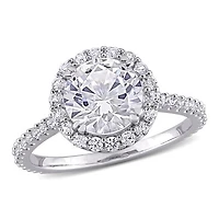 Julianna B Sterling Silver Created White Sapphire Halo Ring