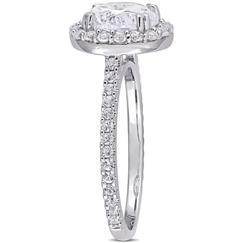 Julianna B Sterling Silver Created White Sapphire Halo Ring