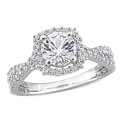 Julianna B Sterling Silver Created White Sapphire Halo Ring