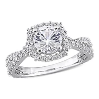 Julianna B Sterling Silver Created White Sapphire Halo Ring
