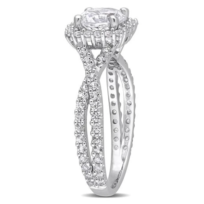 Julianna B Sterling Silver Created White Sapphire Halo Ring