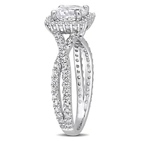 Julianna B Sterling Silver Created White Sapphire Halo Ring