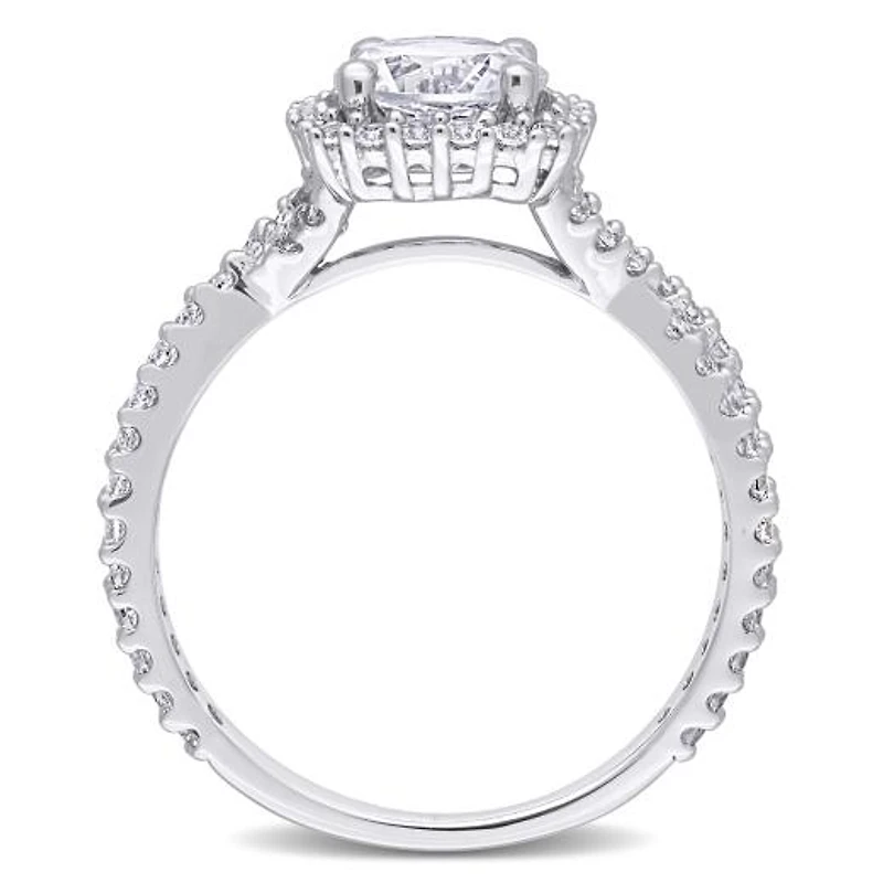 Julianna B Sterling Silver Created White Sapphire Halo Ring