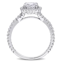 Julianna B Sterling Silver Created White Sapphire Halo Ring