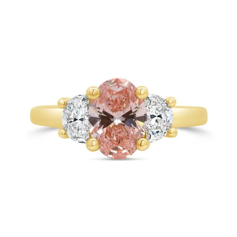 New Brilliance Lab Grown 2.00CTW Pink & White Diamond Ring in 14K Yellow Gold