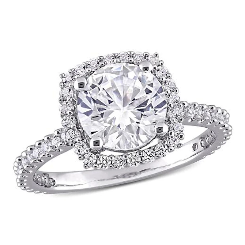 Julianna B Sterling Silver Created White Sapphire Halo Ring