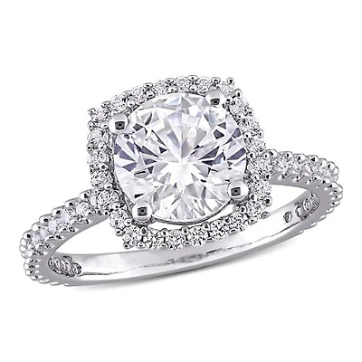 Julianna B Sterling Silver Created White Sapphire Halo Ring