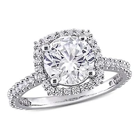 Julianna B Sterling Silver Created White Sapphire Halo Ring