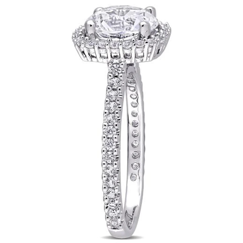 Julianna B Sterling Silver Created White Sapphire Halo Ring