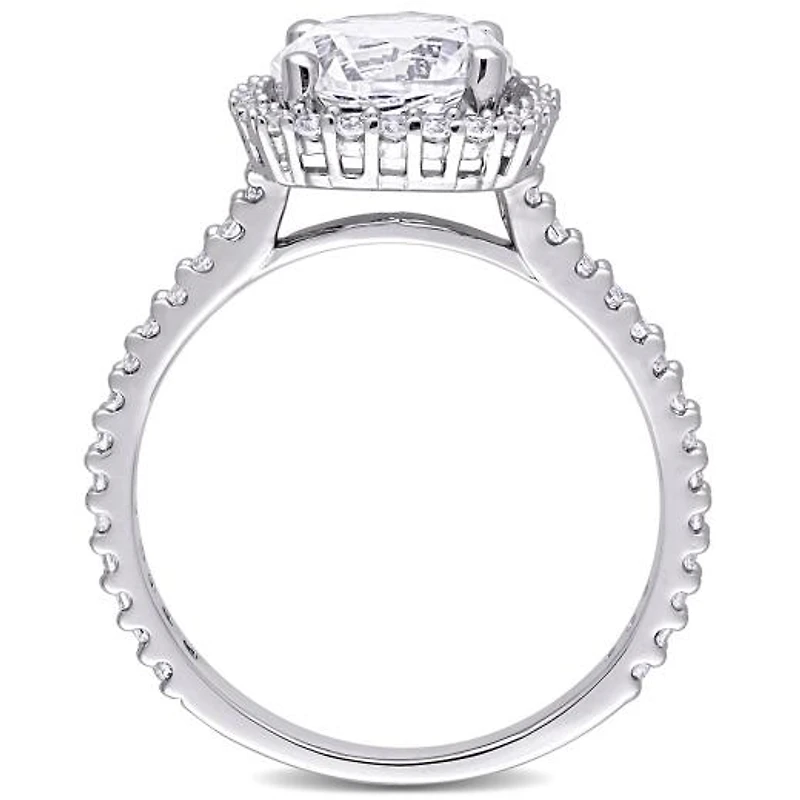 Julianna B Sterling Silver Created White Sapphire Halo Ring