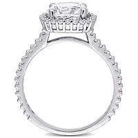 Julianna B Sterling Silver Created White Sapphire Halo Ring