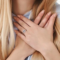 Julianna B Sterling Silver Created White Sapphire Halo Ring