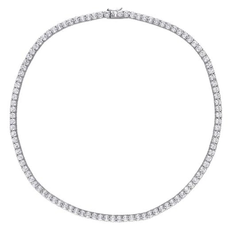 Julianna B Sterling Silver Created White Sapphire Tennis Bracelet Necklace Set