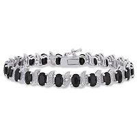 Julianna B Sterling Silver Black Sapphire & Diamond 7" Bracelet