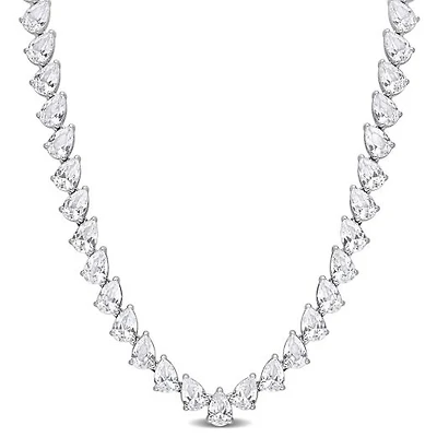 Julianna B Sterling Silver Created White Sapphire 18" Necklace