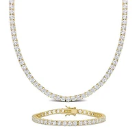 Julianna B Yellow Plated Sterling Silver Created White Sapphire Set