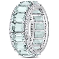JULIANNA B 14K White Gold Aquamarine & Diamond Eternity Ring